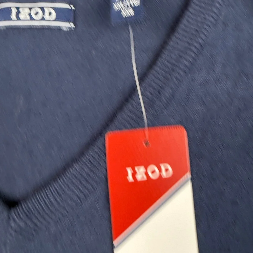 IZOD Fieldhouse Sweater Men's XXL V-Neck Pullover‎ Blue Peacoat 45FS692403 NWT